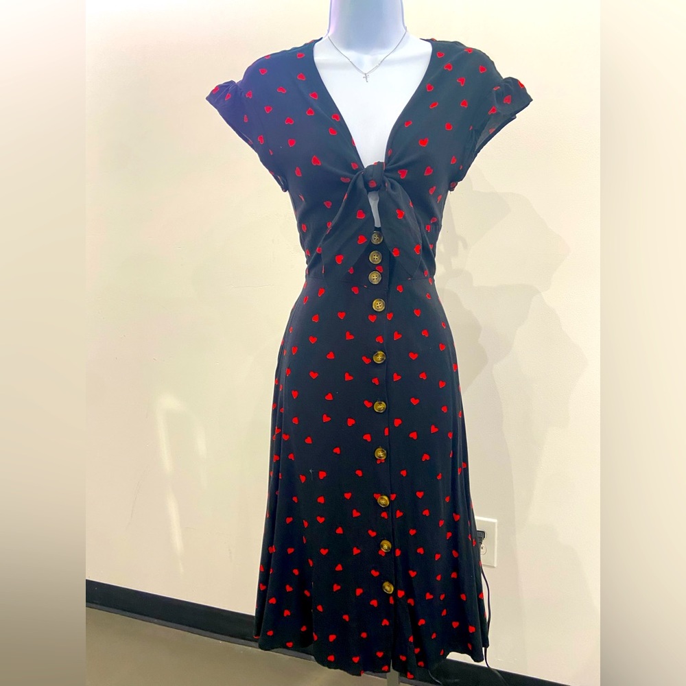 Tie Front, Button up Midi Dress